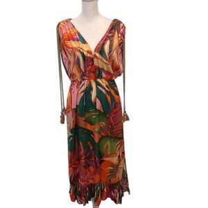 True Destinations szS dress rope & tassels vibrant tropical colors worn once